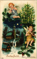 T2/T3 1908 Sretan Bozic / Karácsonyi Dombornyomott üdvözlet / Christmas Greeting - Embossed Litho (EK) - Non Classificati