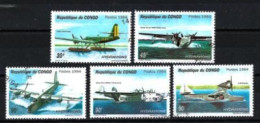 Congo 1994 Avions (36) Yvert N° 997 A à 997 E Oblitéré Used - Gebraucht