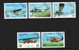 Cambodge 1994 Avions (45) Yvert N° 1220 à 1224 Oblitéré Used - Kambodscha