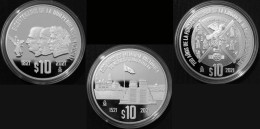 MEXICO 2021 $10 INDEPENDENCE 3 SILVER Comm. Coin Set, PROOF Ed. In Capsules, See Imgs., Scarce Ltd. Ed. - México