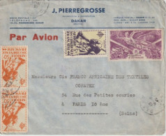 1946 - AOF / SENEGAL - SERIE DE LONDRES - ENVELOPPE De DAKAR (CACHET COMMERCIAL DATE AU DOS !) => PARIS - Briefe U. Dokumente