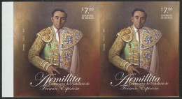 MEXICO 2011 BULLFIGHTER Fermin "Armillita" Anniv. IMPERFORATE Pair, Mint NH, Rare Thus (only One Pane Of 25 Found) - Mexico