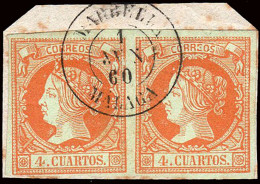 Málaga - Edi O 52 Pareja - 4 C.- Fragmento Mat Fech. Tp. II "Marbella" - Used Stamps