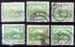 ⁕ Czechoslovakia 1918 Republic ⁕ Hradcany 5 H. Mi.2 A,B ⁕ 6v Used / Shades / Perf. - Oblitérés