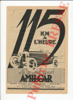 Publicité 1925 Voiture Amilcar 115 K/H Münch Oblin + Chiens Griffons à Poils Dur + Boulet + Braques Bleus D'Auvergne - Publicités