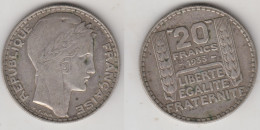 20 FRANCS 1933 - RAMEAUX LONGS (ARGENT) - 20 Francs