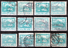 ⁕ Czechoslovakia 1918 Republic ( Castle Of Prague ) ⁕ Hradcany 20 H. Mi.4 A/C/D ⁕ 16v Used / Shades / Perf. Unchecked - Usados