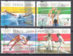 Poland  2008 - Olympic Games - Mi. 4368-71 - Used - Blocs & Feuillets