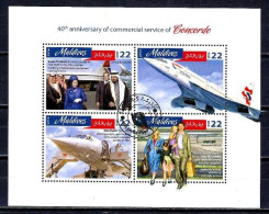 Maldives 2016 Avions Concorde (74) Yvert N° 5428 à 5431 Feuillet Oblitéré Used - Maldives (1965-...)