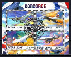 Sierra Leone 2018 Avions Concorde (78) Yvert N° 7941 à 7944 Feuillet Oblitéré Used - Sierra Leone (1961-...)