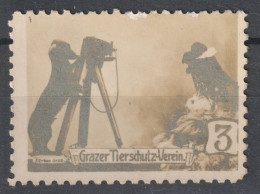 DOG Dachshund PHOTO CAMERA Rabbit / ANIMAL PROTECTION Graz Austria 1910 LABEL CINDERELLA VIGNETTE Tierschutz Verein - Fotografia