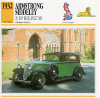 Armstrong-Siddeley Burlington 20hp  -  1932  - Voiture De Luxe -  Fiche Technique Automobile (GB) - Voitures