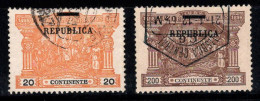 Portugal 1911 Mi. 192, 193 Oblitéré 40% Surimprimé RÉPUBLIQUE - Used Stamps