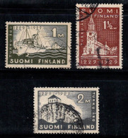 Finlande 1929 Mi. 140-142 Oblitéré 100% Turku Ville, Navire, Monuments - Usati