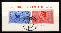 Suisse 1937 Mi. Bl. 3 Bloc Feuillet 100% Oblitéré Pro Juventute - Blocs & Feuillets