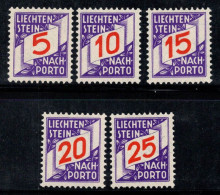 Liechtenstein 1928 Mi. 13-17 Neuf ** 100% Timbre-taxe - Postage Due