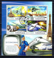 Togo 2015 Avions Concorde (80) Yvert N° 4600 à 4603 Feuillet Oblitéré Used - Togo (1960-...)