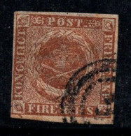 Danemark 1851 Mi. 1 Oblitéré 80% 4 S, Armoiries - Used Stamps