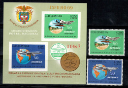 Colombie 1969 Mi. Bl. 32, 1156- Bloc Feuillet 100% Poste Aérienne AVIANCA, Aéronefs - Colombia