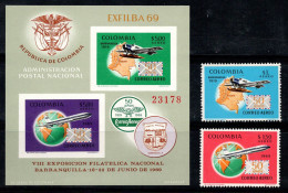 Colombie 1969 Mi. Bl. 31, 1149- Bloc Feuillet 100% Poste Aérienne EXFILBA, Aéronef - Colombia