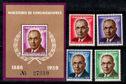 Colombie 1962 Mi. 961-964, Bl.1 Bloc Feuillet 100% Neuf ** Alfonso Lopez - Colombia
