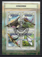 Sierra Leone 2016 Avions Concorde (82) Yvert N° 6457 à 6460 Feuillet Oblitéré Used - Sierra Leone (1961-...)