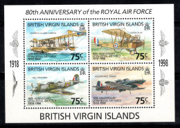 Îles Vierges Britanniques 1998 Mi. Bl. 94 Bloc Feuillet 100% Neuf ** Aéronef - British Virgin Islands