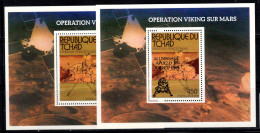 Tchad 1976-79 Mi. Bl.66,77 Bloc Feuillet 100% Poste Aérienne Neuf ** Sonde Viking Sur Mars - Tschad (1960-...)