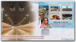 Bangladesh 2023 Sheikh Mujibur Rahman Tunnel,Sheikh Hasina, Transport, FDC (**) - Bangladesch