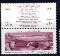 UAR EGYPT EGITTO 1960 ASWAN HIGH DAM PAIR SET SERIE COPPIA 10m + 35m MH - Nuevos