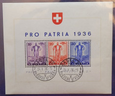 1936 Zu W 8 / Mi Bl 2 / YT BF 2 Obl. BASEL 20 24.10.36 SBK 300 CHF Voir Description - Blocs & Feuillets