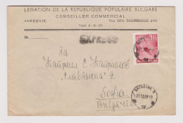 POLAND 1950s Bulgarian Legation CONSULAR Cover, EXPRESS With Sport Topic Stamp Mi#753 (1.20Zl.) To Bulgaria (860) - Briefe U. Dokumente