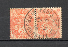 FRANCE   N° 109  PAIRE       OBLITERE    COTE 1.20€   TYPE BLANC - 1900-29 Blanc