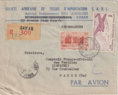 1952 - AOF / SENEGAL - ENVELOPPE RECOMMANDEE Par AVION De DAKAR => PARIS - Covers & Documents