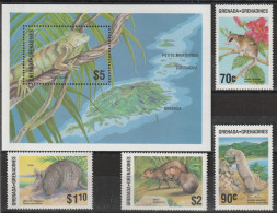 GRENADINES - N°687/90+BLOC N°116 ** (1986) Animaux - Grenade (1974-...)