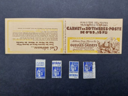 Carnet Vide 1937 Série 35 Paix 20x0,65f Bleu Couverture13f Gueules Cassées Pub Nombreux Thèmes - Alte : 1906-1965