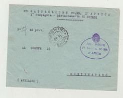 BUSTA SENZA LETTERA - IV BATTAGLIONE CC.NN. AFRICA 3 COMP. DISTACCAMENTO GHIMBI - GALLIA E SIDAMA DEL 1940  WW2 - Marcofilía (Aviones)