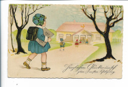 V5090/ Einschulung Schule Mädchen Litho AK Ca.1930 - Primero Día De Escuela