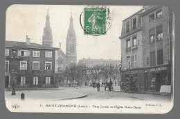 Saint Chamond, Place Lorian Et église Notre Dame (angles Découpés En Arrondi) - (A19p16) - Saint Chamond