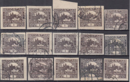 ⁕ Czechoslovakia 1919 ⁕ Hradcany 1 H. Mi.18 ⁕ 15v Used / Shades / Imperf. - Used Stamps