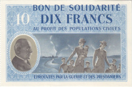 Bon De Solidarité France 10 Francs - Pétain 1941 / 1942 KL.07 NEUF - Bons & Nécessité