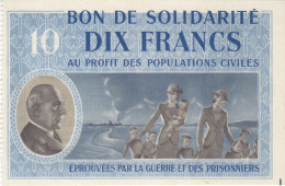 Bon De Solidarité France 10 Francs - Pétain 1941 / 1942 KL.07 NEUF Série A - Bonos