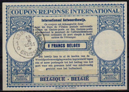 BELGIQUE BELGIE BELGIUM 1951, Lo15  8 FRANCS BELGES International Reply Coupon Reponse Antwortschein IAS IRC  O BRUXELLE - Coupons-réponse Internationaux