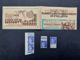 Carnet Vide 1937 Série 27 Paix 20x0,65f Bleu Couverture13f Gueules Cassées Pub Hahn, Byrrh, Byrrh, Poste Aériènne - Anciens : 1906-1965