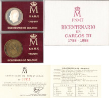 España Spain Cartera Oficial 1988 Estuche Bicentenario Carlos III FNMT - [ 4] 1975-…: Juan Carlos I.
