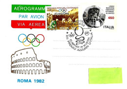 ITALIA ITALY - 2002 SALERNO XIII Premio Azzurri D'Italia Olimpiadi In Mostra (cerchi Olimpici) Su Aerogramma CIO - 8114 - 2001-10: Storia Postale