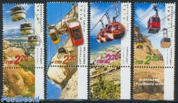 Israel 2002 Cable Railways 4v, Mint NH, Transport - Various - Cableways - Tourism - Nuevos (con Tab)