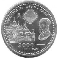 España Juan Carlos 2000 Pesetas 1998 De Plata Felipe II Escorial - [ 4] 1975-…: Juan Carlos I.