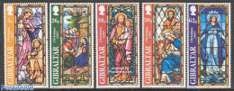 Gibraltar 1997 Christmas, Windows 5v, Mint NH, Religion - Christmas - Art - Stained Glass And Windows - Noël