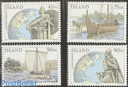 Iceland 2000 Discovery Of America 4v, Mint NH, History - Transport - Various - Explorers - History - Ships And Boats -.. - Neufs